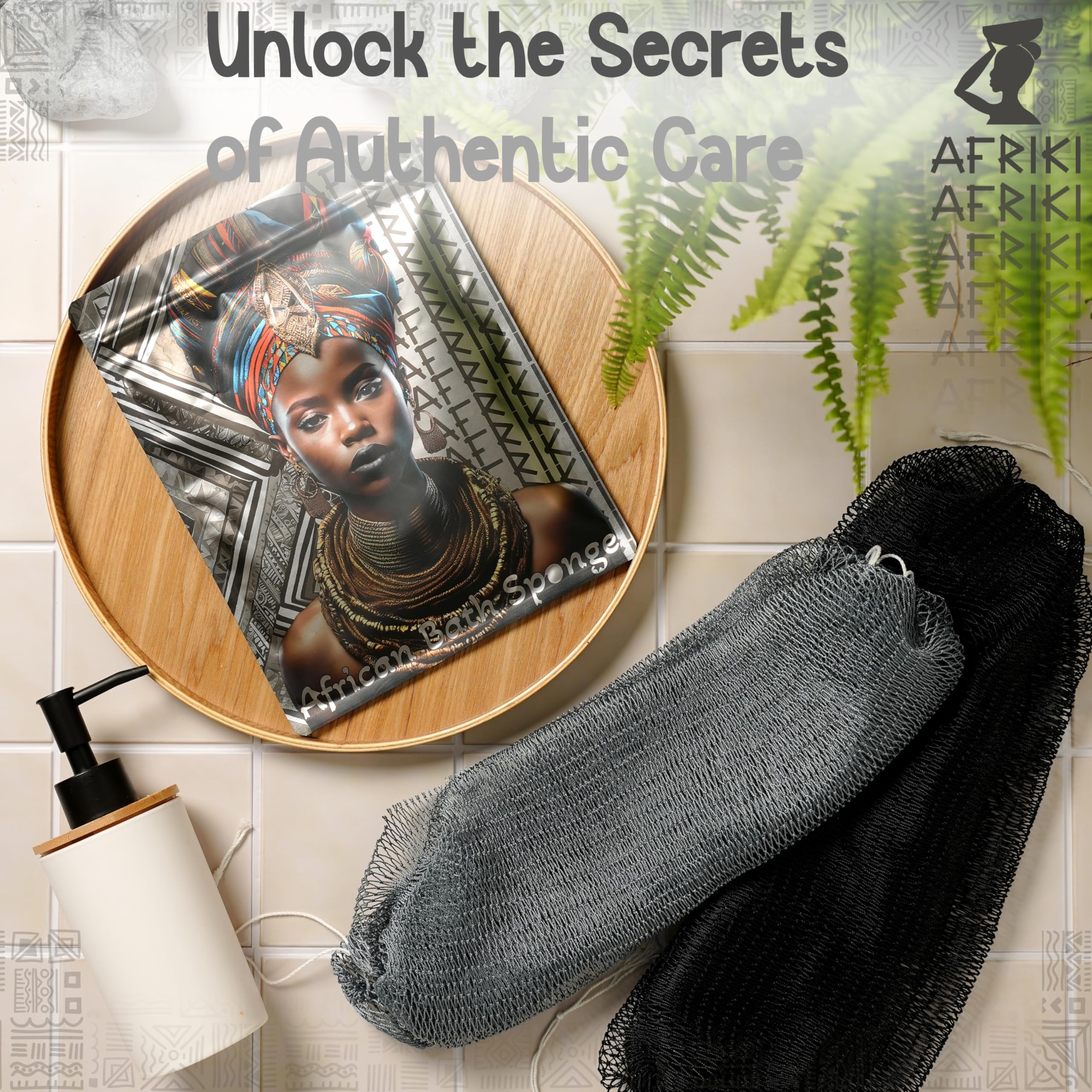 AFRIKI African Net Sponge – Exfoliating Body Scrubber, Black Owned & Rooted in Africa, All Skin Types | 45 in Long
