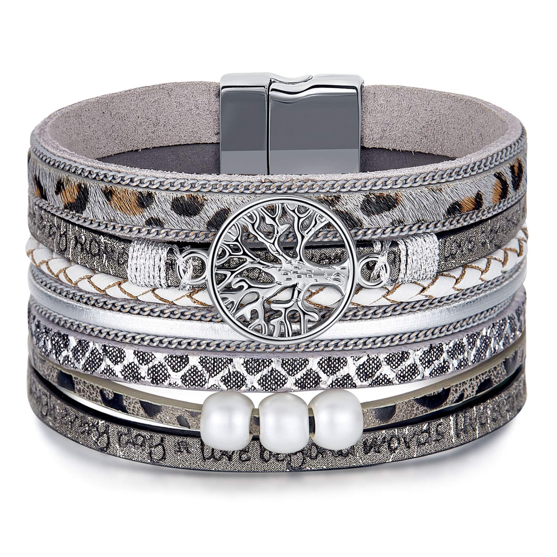 Desimtion Inspirational Tree of Life Boho Leather Wrap Bracelets for Women, Mothers Day Gifts for Mom Daughter, Bohemian Jewelry for Women Teen Girls