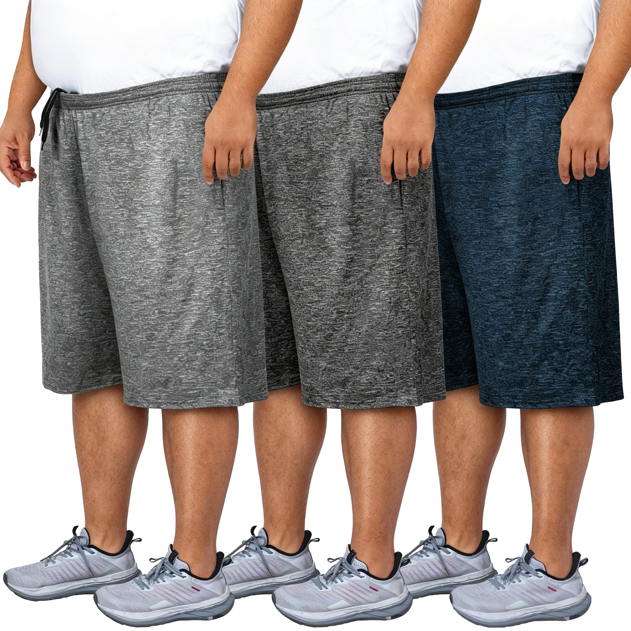 2XL-5XL Men's Big & Tall Dry-Fit Athletic Shorts, Sweat-Wicking Breathable Shorts Suitable Tall or Overweight Individuals