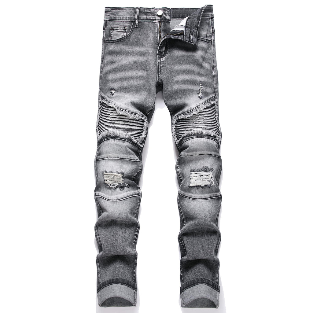 QIMYUM Men's Slim Fit Jeans Ripped Skinny Jeans for Men, Fashion Biker Jeans Stretch Moto Cargo Denim Pants