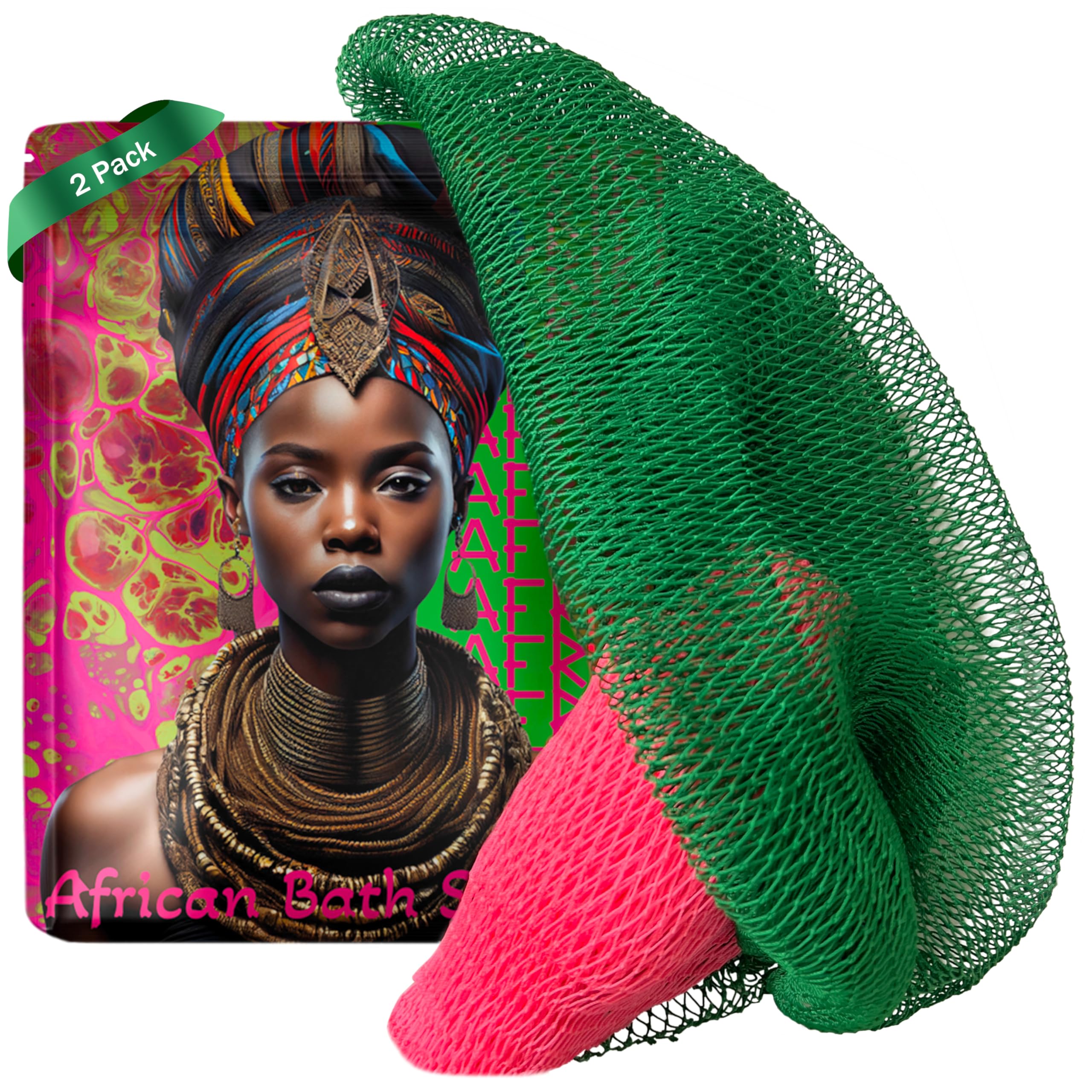 AFRIKI African Net Sponge – Exfoliating Body Scrubber, Black Owned & Rooted in Africa, All Skin Types | 45 in Long