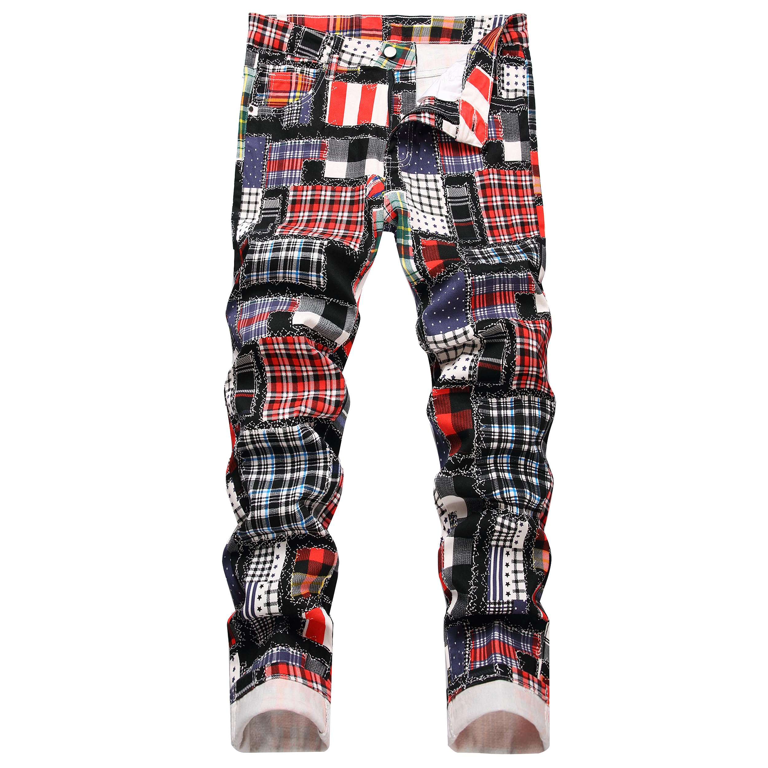 DANT BULUN Men's Ripped Distressed Destroyed Slim Fit Straight Leg Denim Jeans