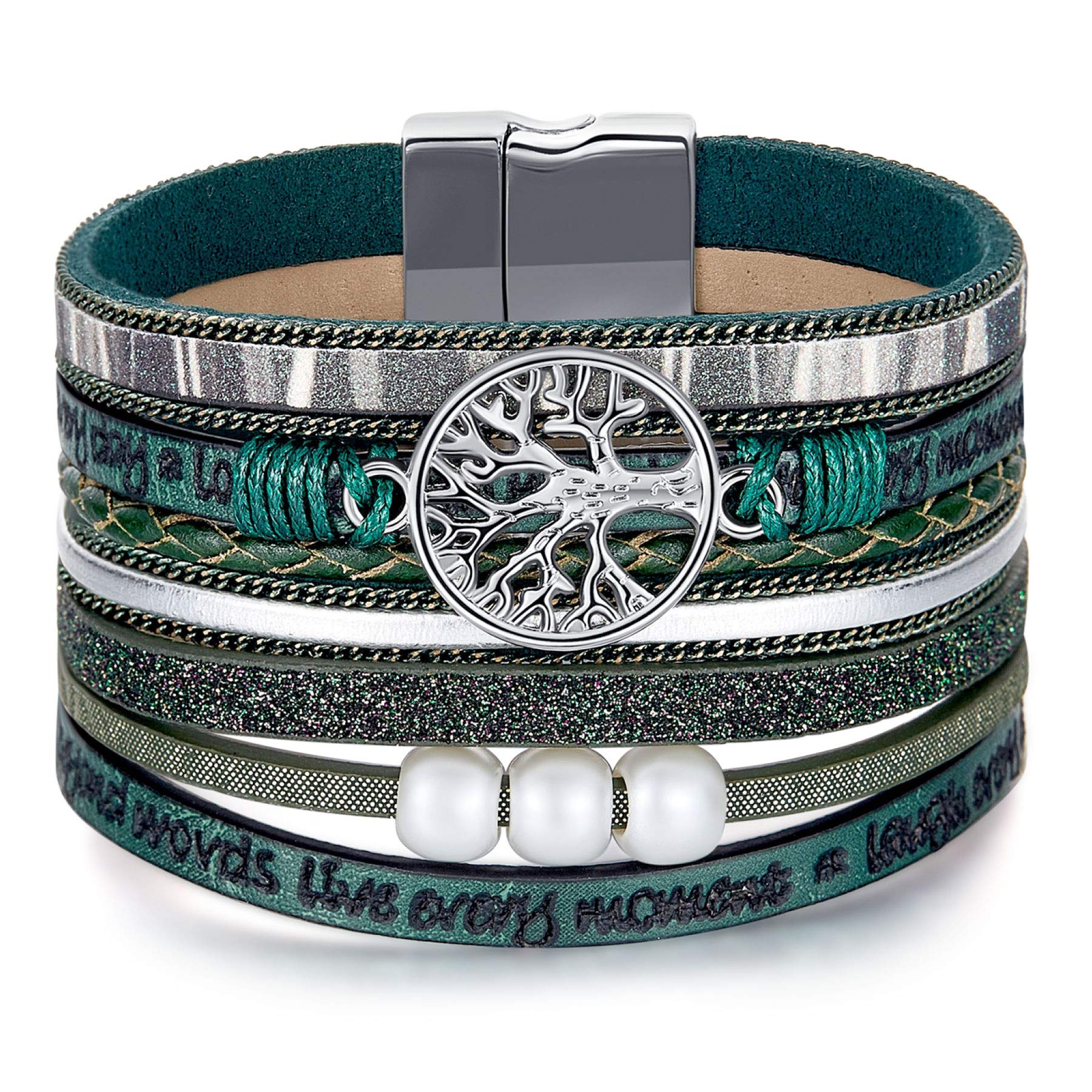 Desimtion Inspirational Tree of Life Boho Leather Wrap Bracelets for Women, Mothers Day Gifts for Mom Daughter, Bohemian Jewelry for Women Teen Girls