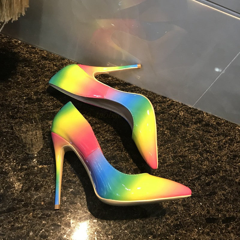 Rainbow super high heels See size chart under “more details”