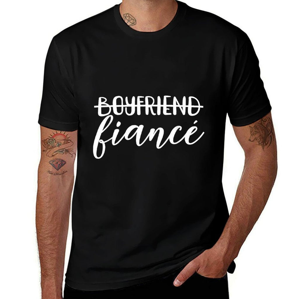 Boyfriend Fiancé, Engagement, Engaged, Couple Matching  Relaxed-fit T-Shirt
