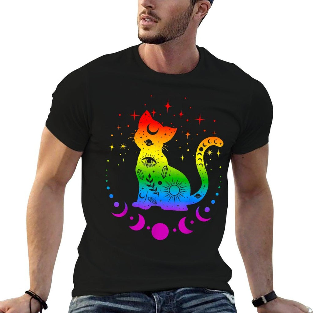 Rainbow Astrology Cat, LGBT Gay Pride  Easy-care T-Shirt