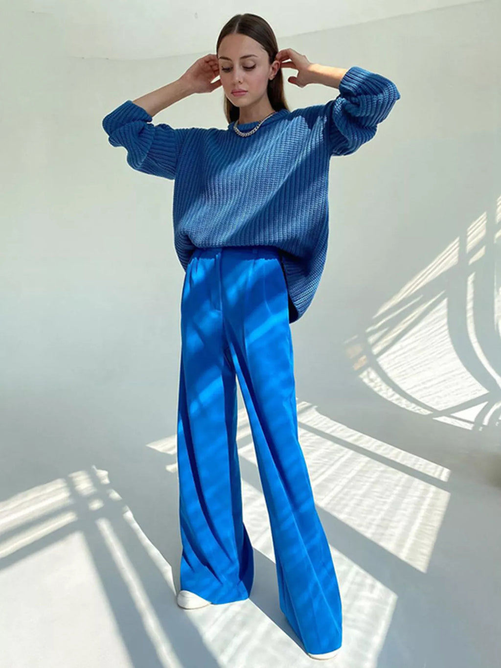 Women's High-Rise Wide Leg Pleated Pants – Relaxed Floor Length
