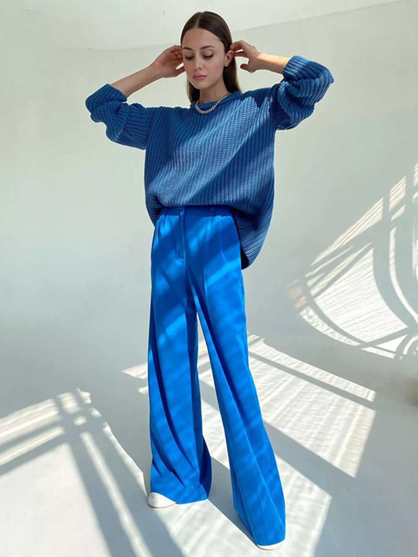Women's High-Rise Wide Leg Pleated Pants – Relaxed Floor Length