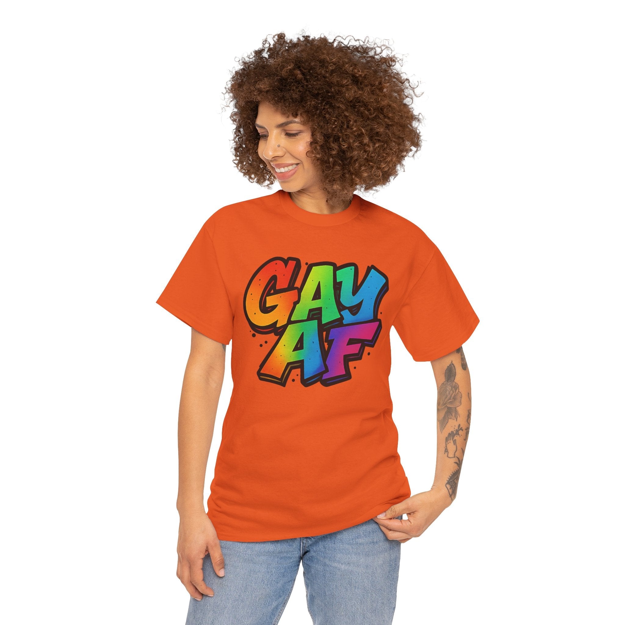 Pride Graphic Tee, Vibrant Gay AF Cotton T-Shirt, LGBTQ+ Celebration Wear, Fun Gift for Friends, Festival Fashion