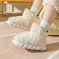 Unisex Waterproof Heeled Plush Cotton Slippers | Indoor Outdoor EVA Sole