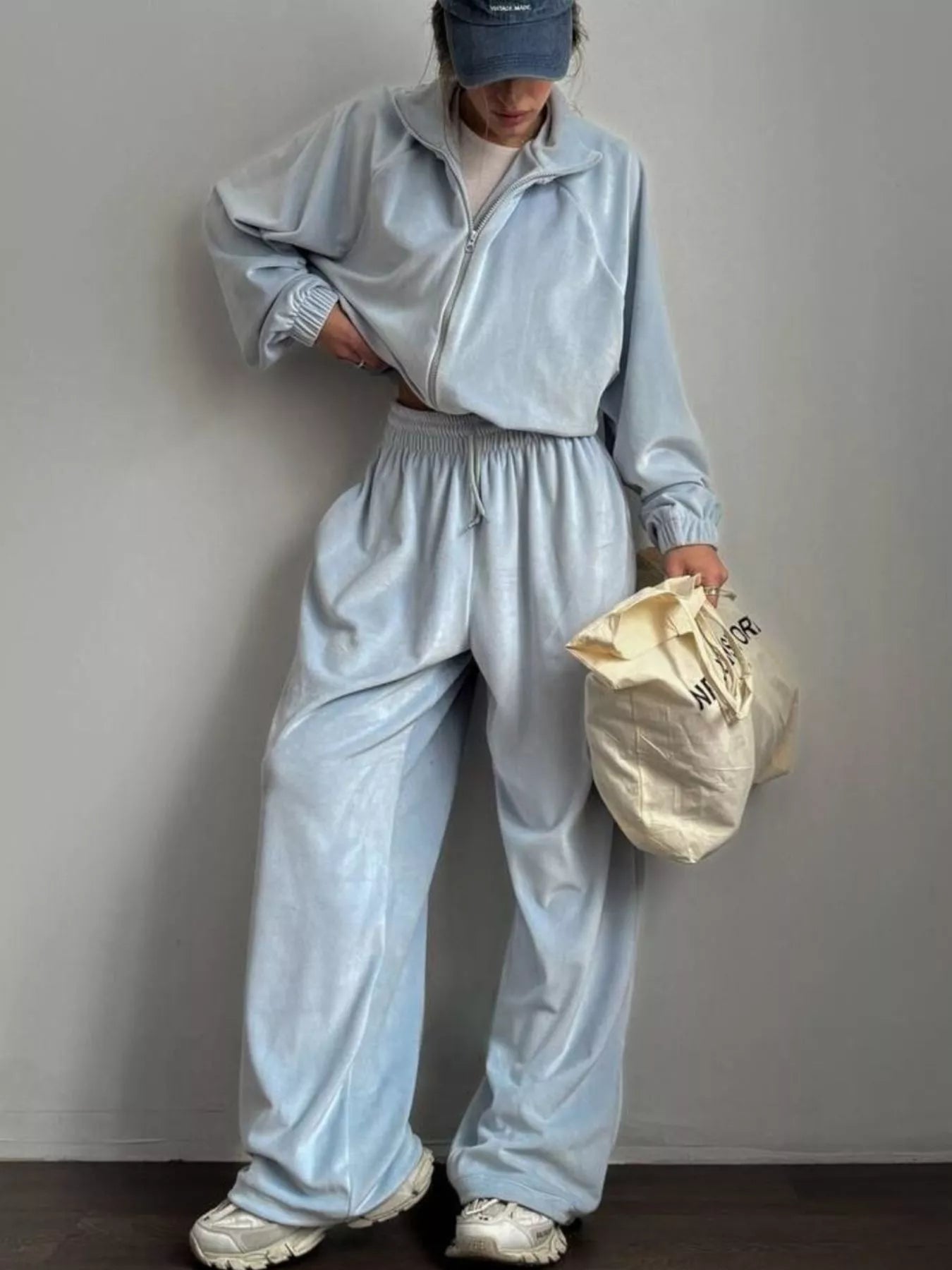 Zip Up Long Sleeve Polyester Outfit Set