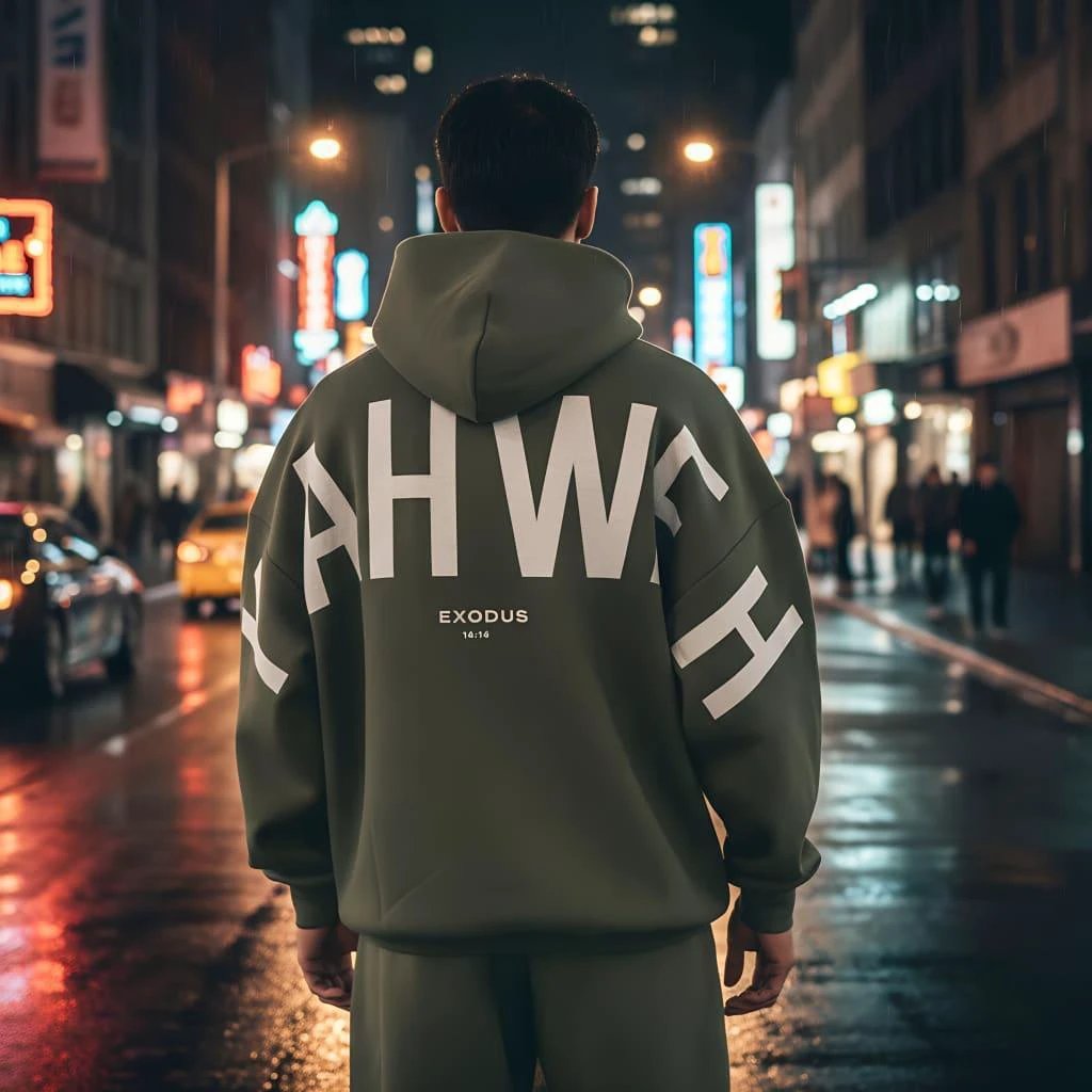 Men's Loose Letter Printed Hooded Sweater