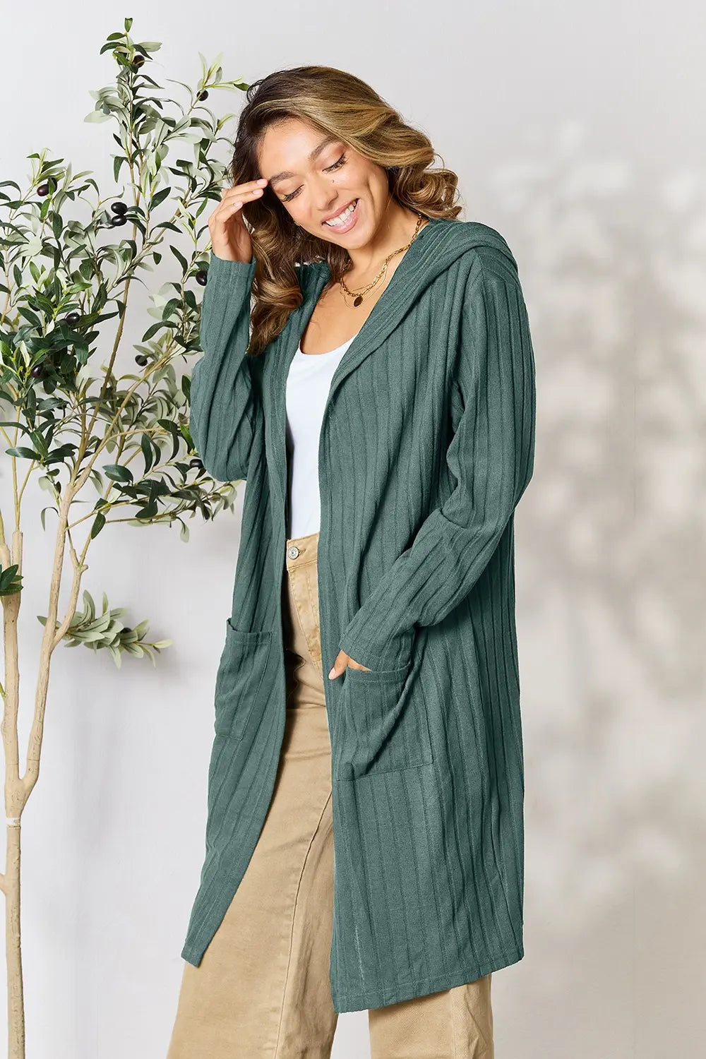 Basic Bae Full Size Hooded Cardigan