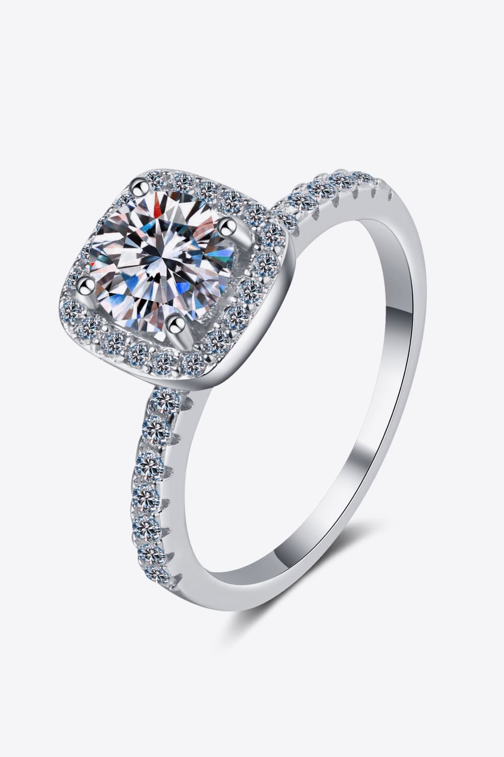 2 Carat Sparkala™ Square Halo Ring (Rhodium Over Pure Sterling Silver)