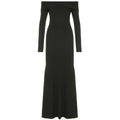 Black Off-shoulder Long Sleeve Sheath Fishtail Dress