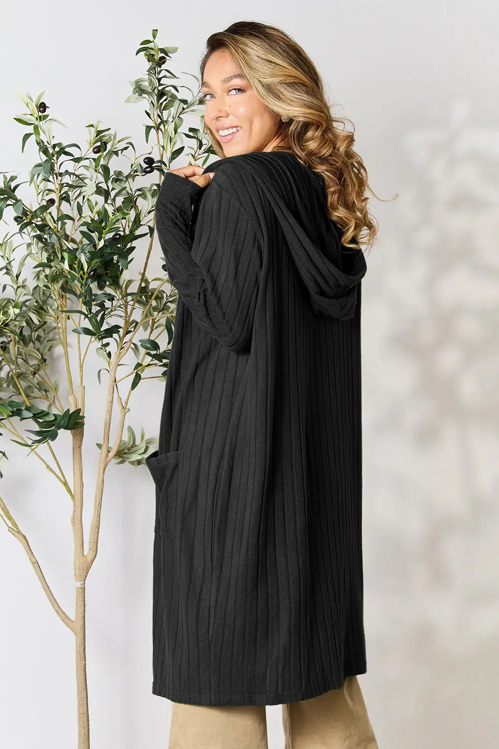 Basic Bae Full Size Hooded Cardigan