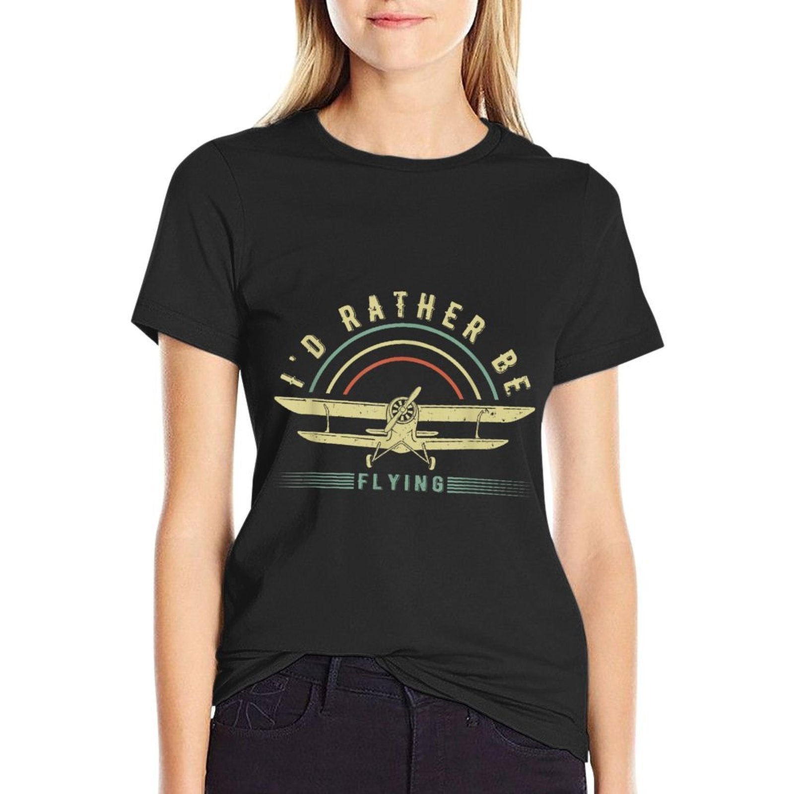 Funny Pilot Id Rather Be Flying Airplane Pilot Gift  Relaxed-fit T-Shirt