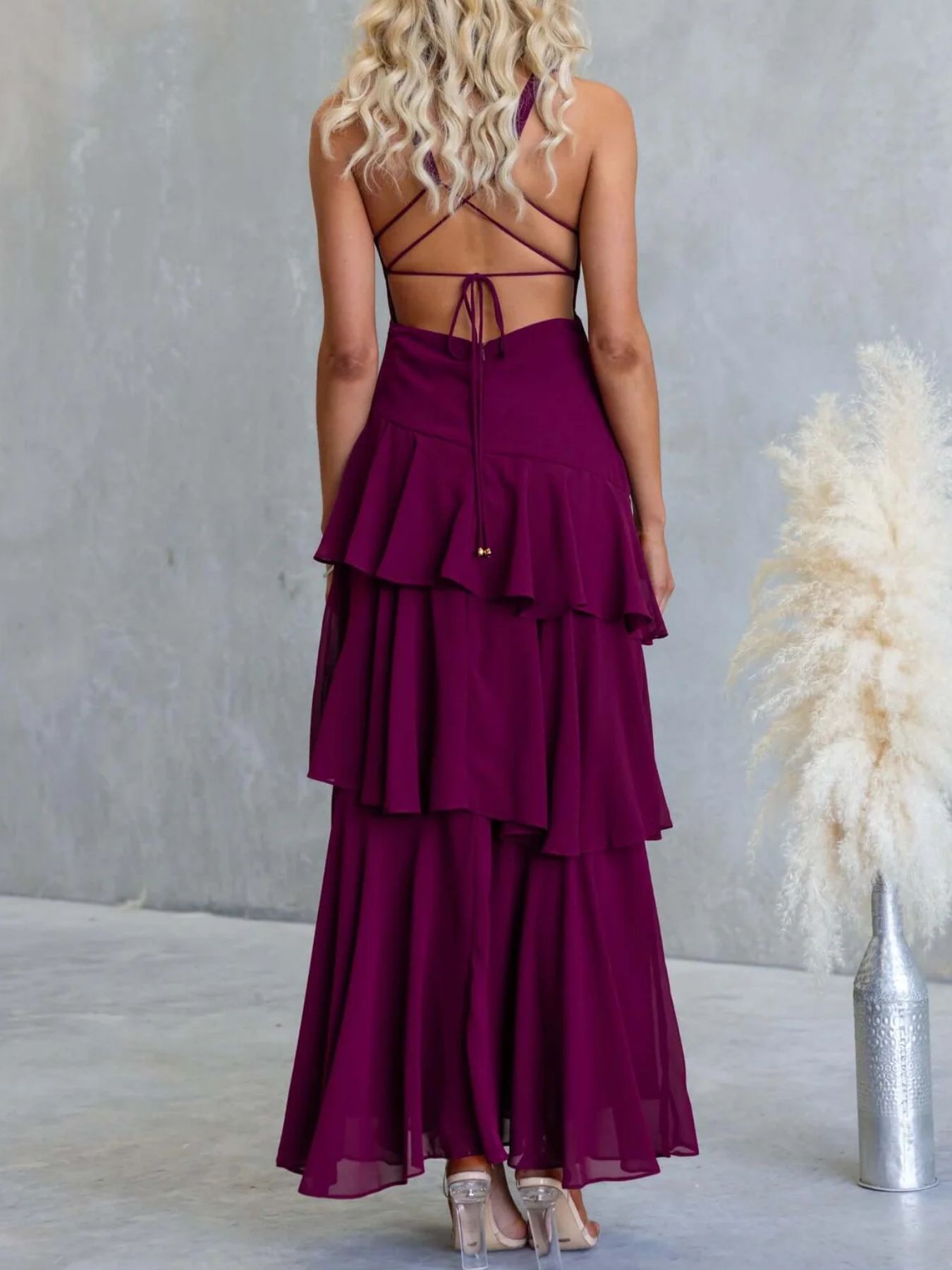 Yellow Sleeveless Ruffled Tiered Maxi Dress for Summer Events