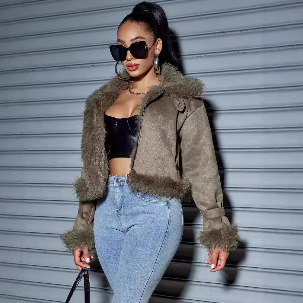 Suede Short Coat For Women Jacket