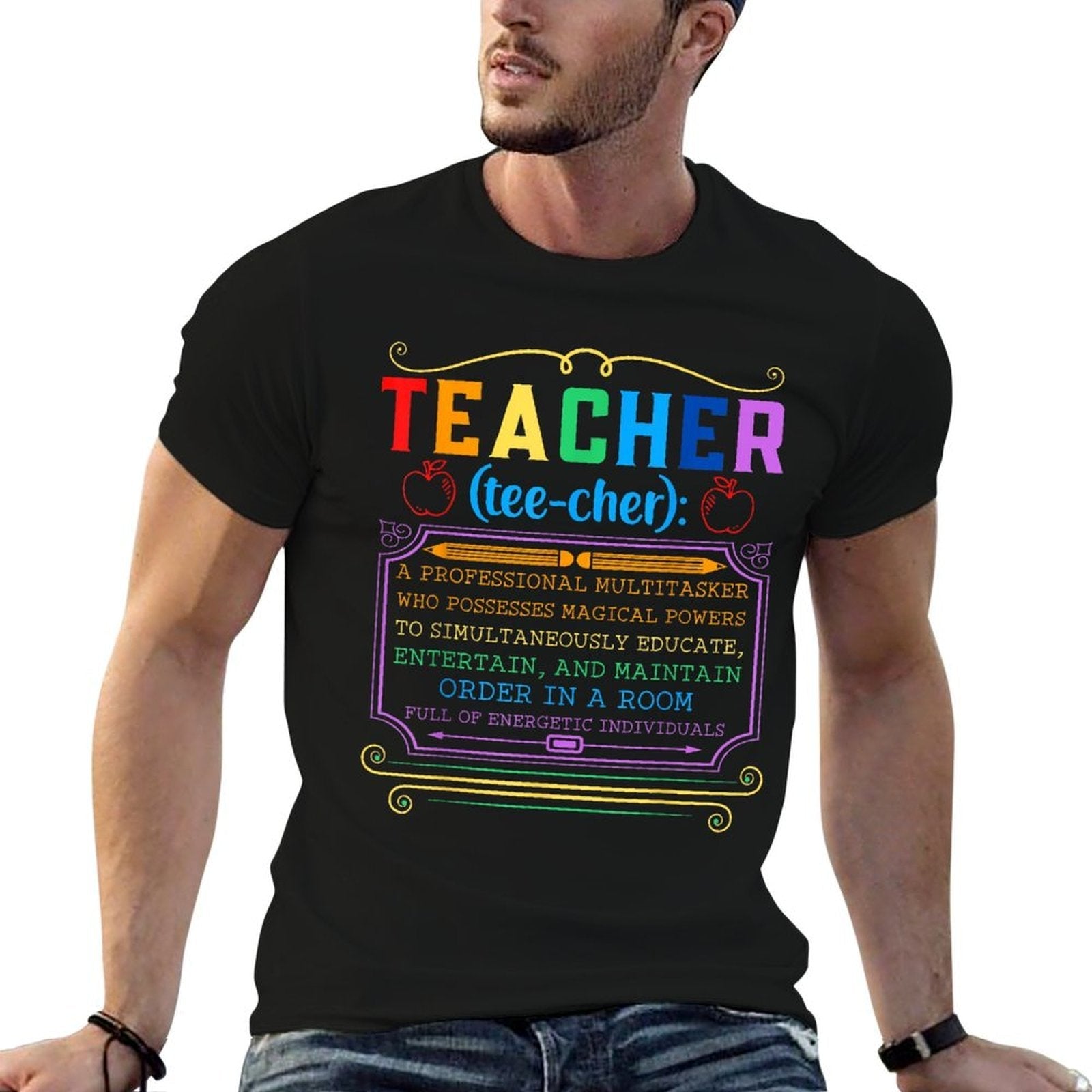 Teacher Definition - Funny Teaching School Teacher  Cotton T-Shirt