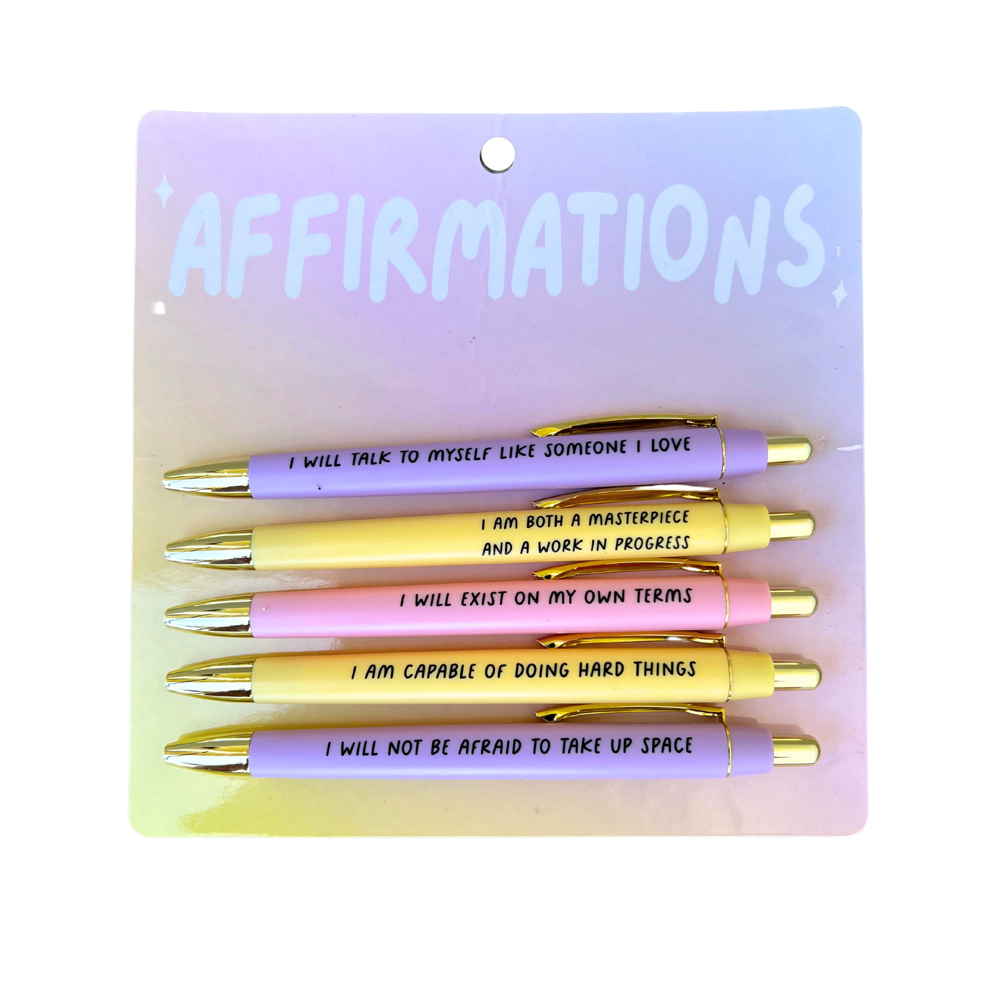 Affirmations Pens - 5 Black Ink Ballpoint Pens