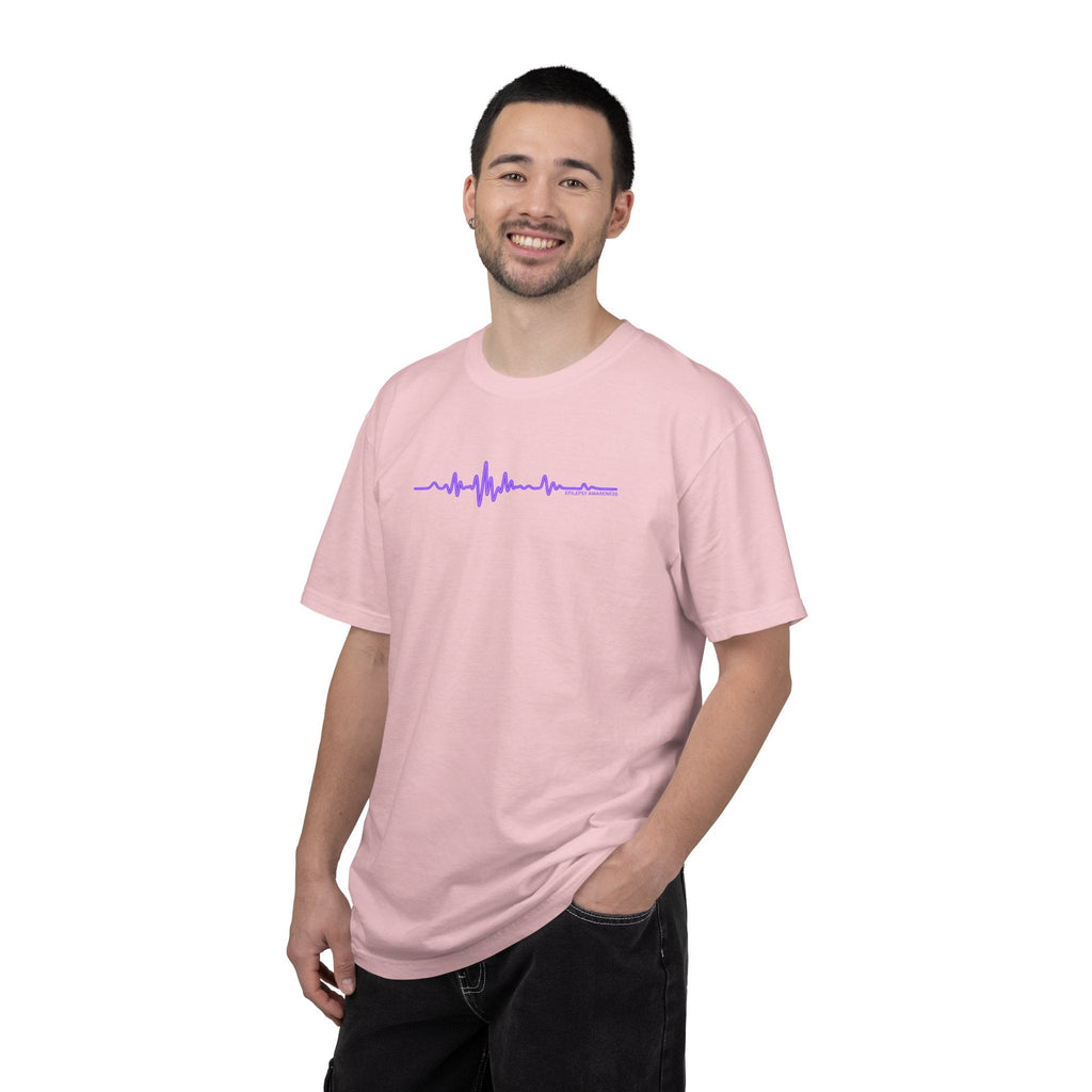 Minimalist Epilepsy Awareness EEG Wave Unisex T-Shirt – Purple Line Design