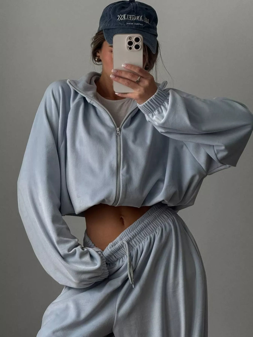 Zip Up Long Sleeve Polyester Outfit Set