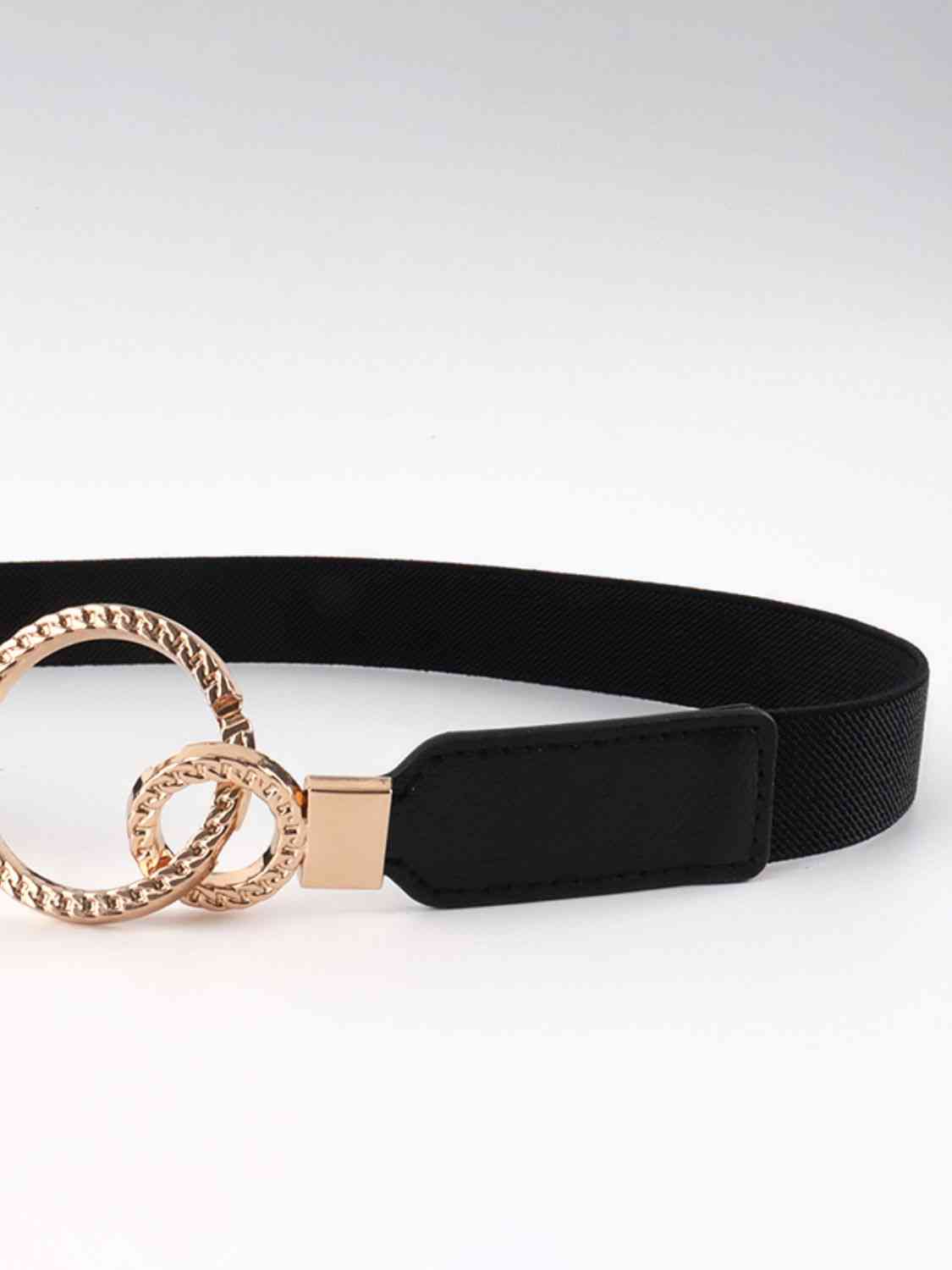 ElegantStyle Double Ring Buckle Elastic PU Belt – Adjustable Comfort Fit See size chart under “more details”