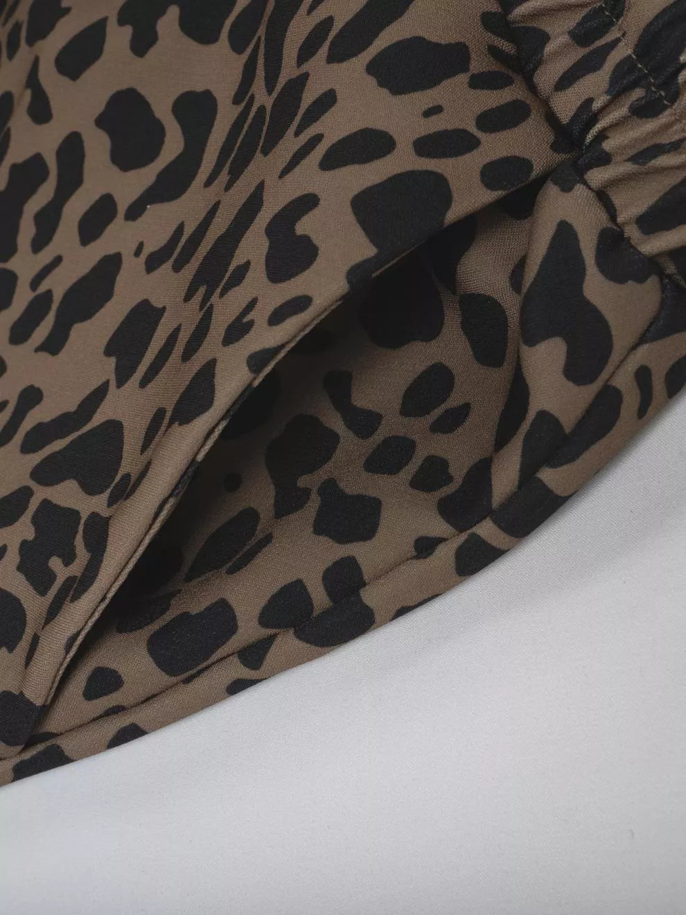Women's Leopard Print Drawstring Wide Leg Pants Comfy Casual