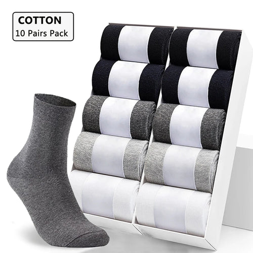 10 Pairs Men'S Cotton Socks New Style Black Business Men Socks Soft Breathable Summer Winter for Male Socks plus Size 38-47