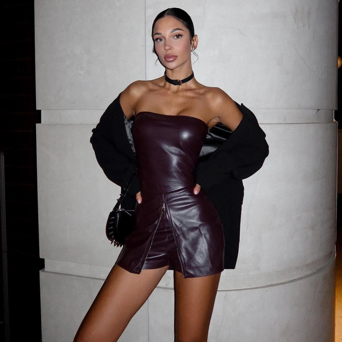 99 Problems Faux Leather Two Piece Set