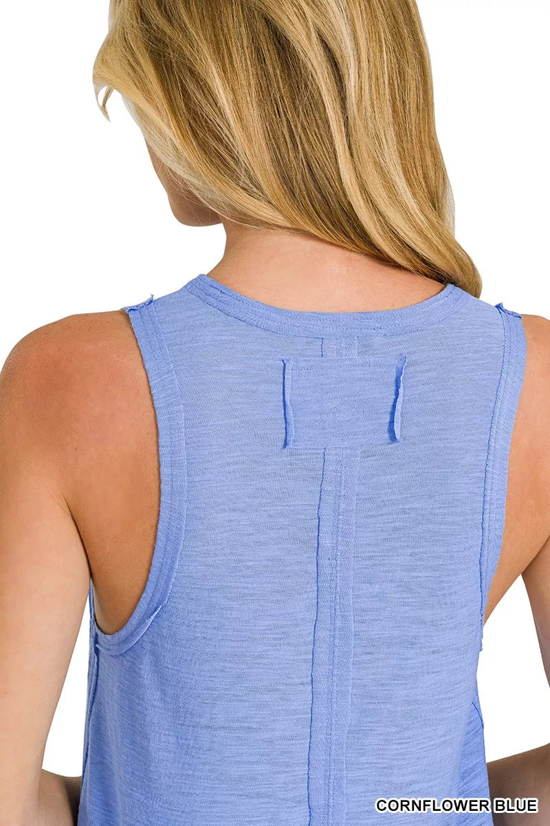 Zenana Curved Hem Slub Tunic Tank Top