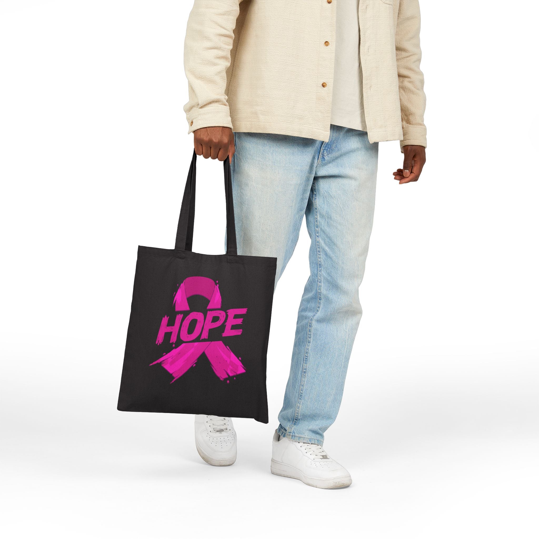 Breast Cancer Awareness Tote Bag | Eco-Friendly Cotton Bag for Hope, Support Gift, Grocery Shopping, Reusable Bag, Awareness Month