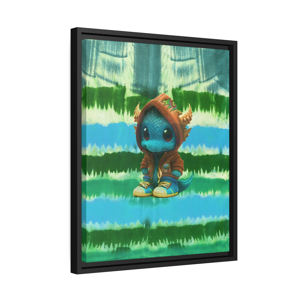 Baby Dragon Jam Aqua Matte Canvas with Black Frame