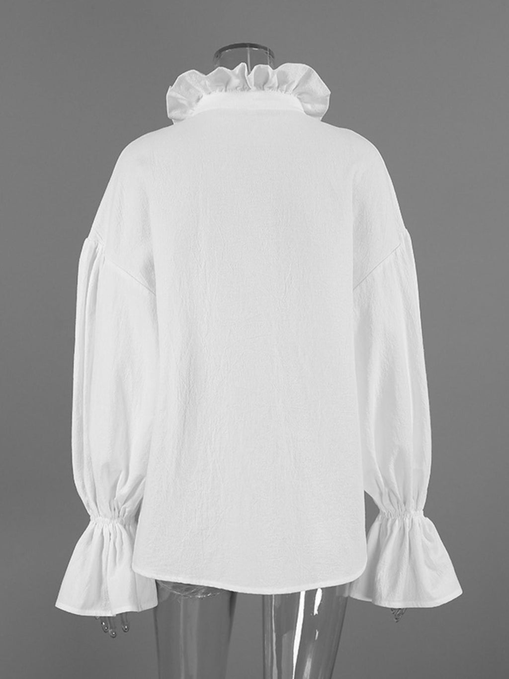 White Notched Flounce Sleeve Blouse