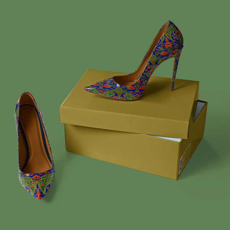 Floral Pointed Toe Stiletto Heels