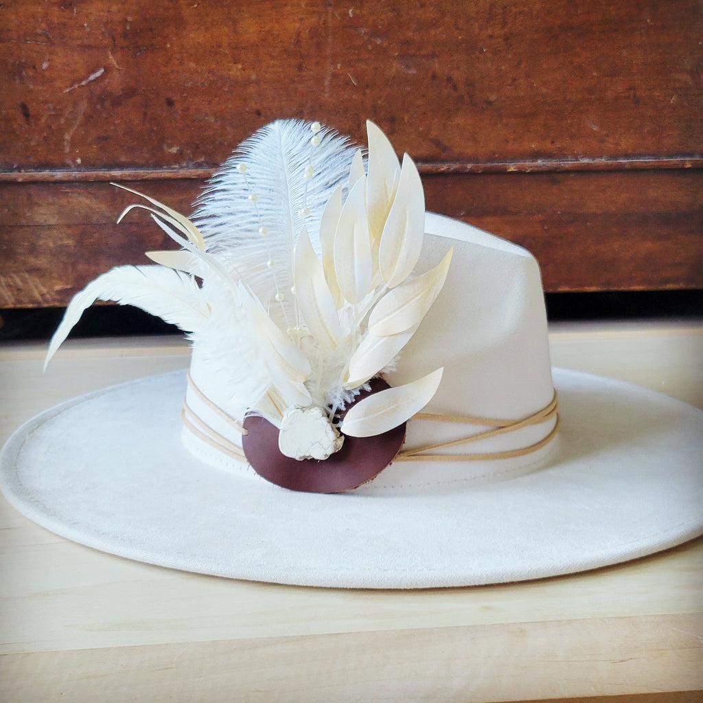 Boho Western Wedding Floral Bridal Hat Band Only w/ White Turquoise 987h