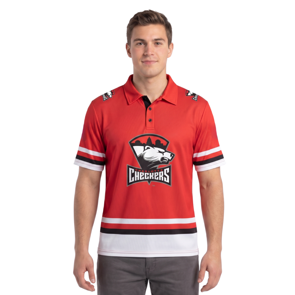 Charlotte Checkers AHL Licensed Replica Jersey Performance Polo Shirt