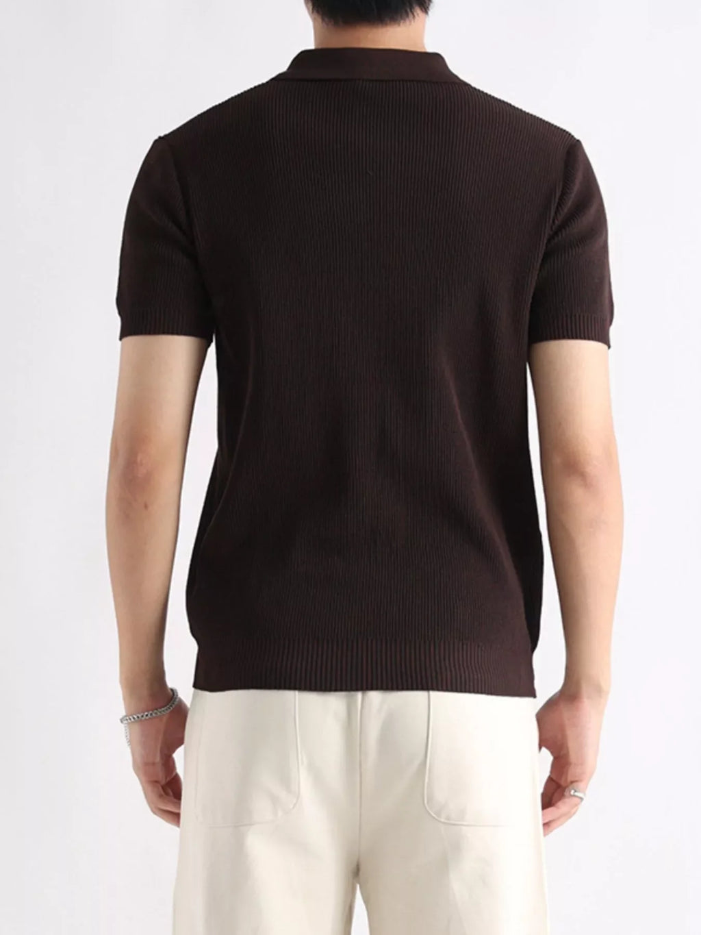 Men's Plus Size Ribbed Knit Slim Fit Polo