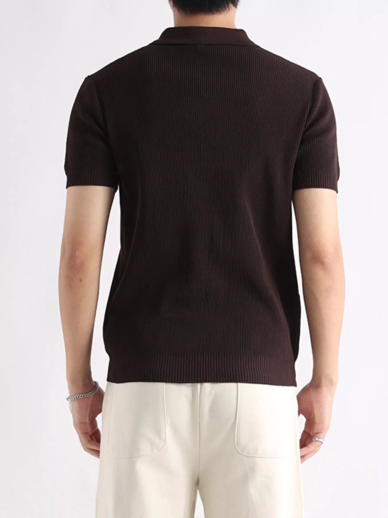 Men's Plus Size Ribbed Knit Slim Fit Polo