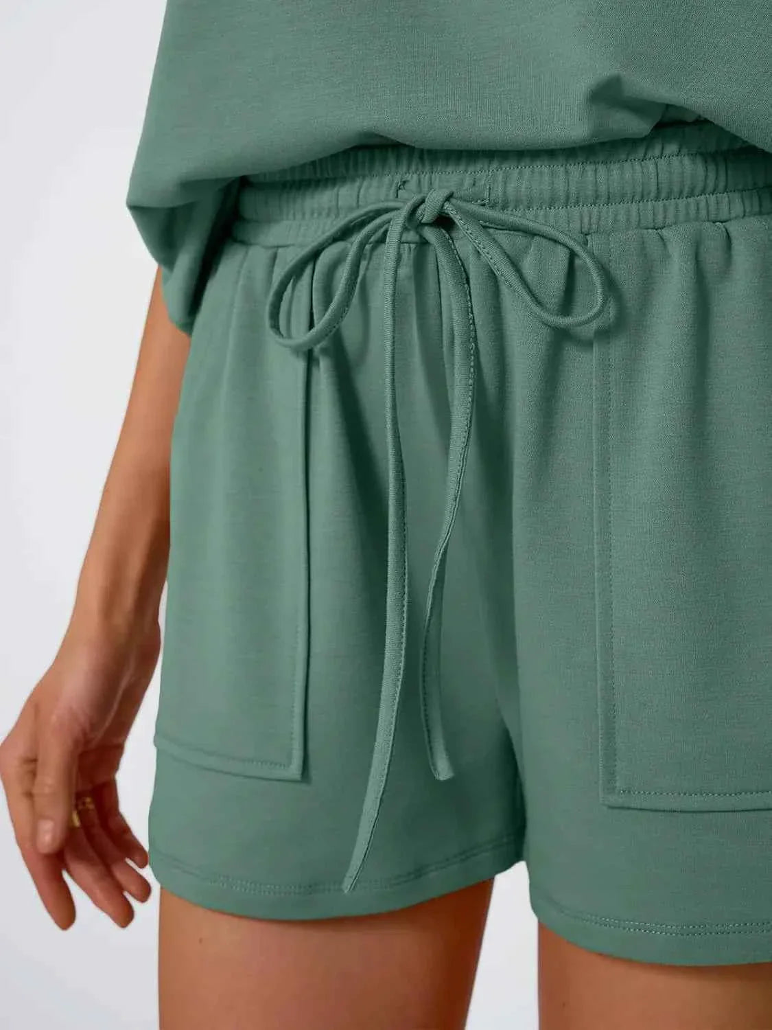 Round Neck Two-Piece Set - Drop Sleeve Design