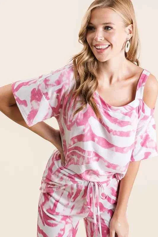 BiBi Zebra Print French Terry Stylish Two-Piece Set