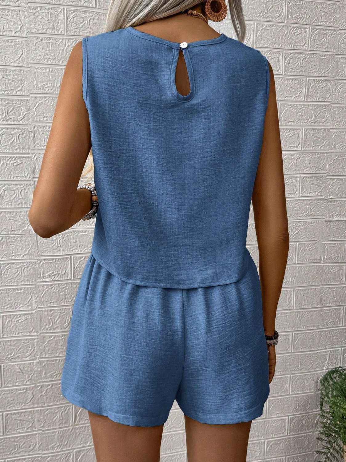 Round Neck Sleeveless Top & Shorts Set