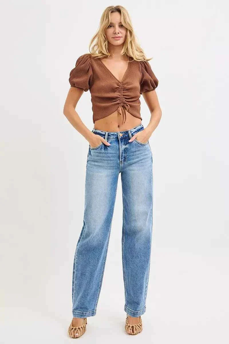 RISEN High Rise Wide leg Jeans