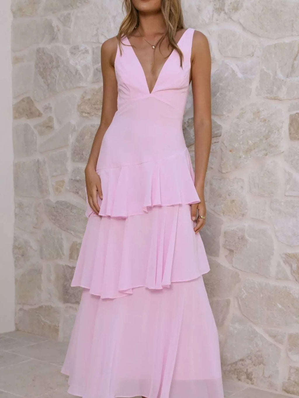 Yellow Sleeveless Ruffled Tiered Maxi Dress for Summer Events