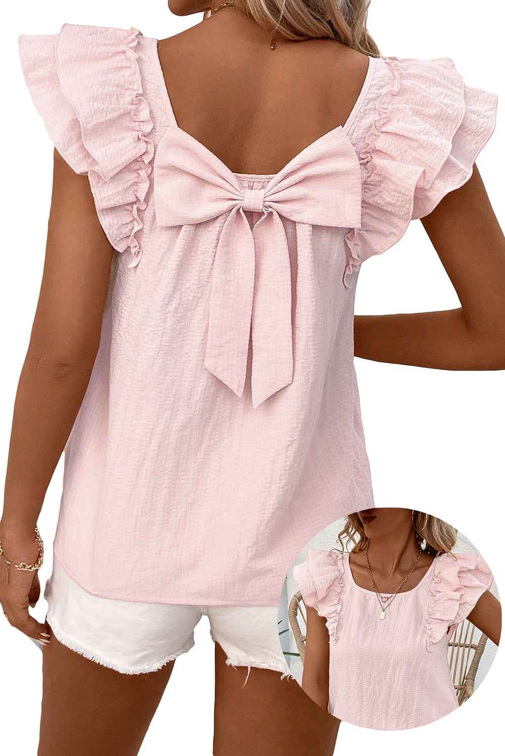 Gossamer Pink Ruffle Sleeve Blouse