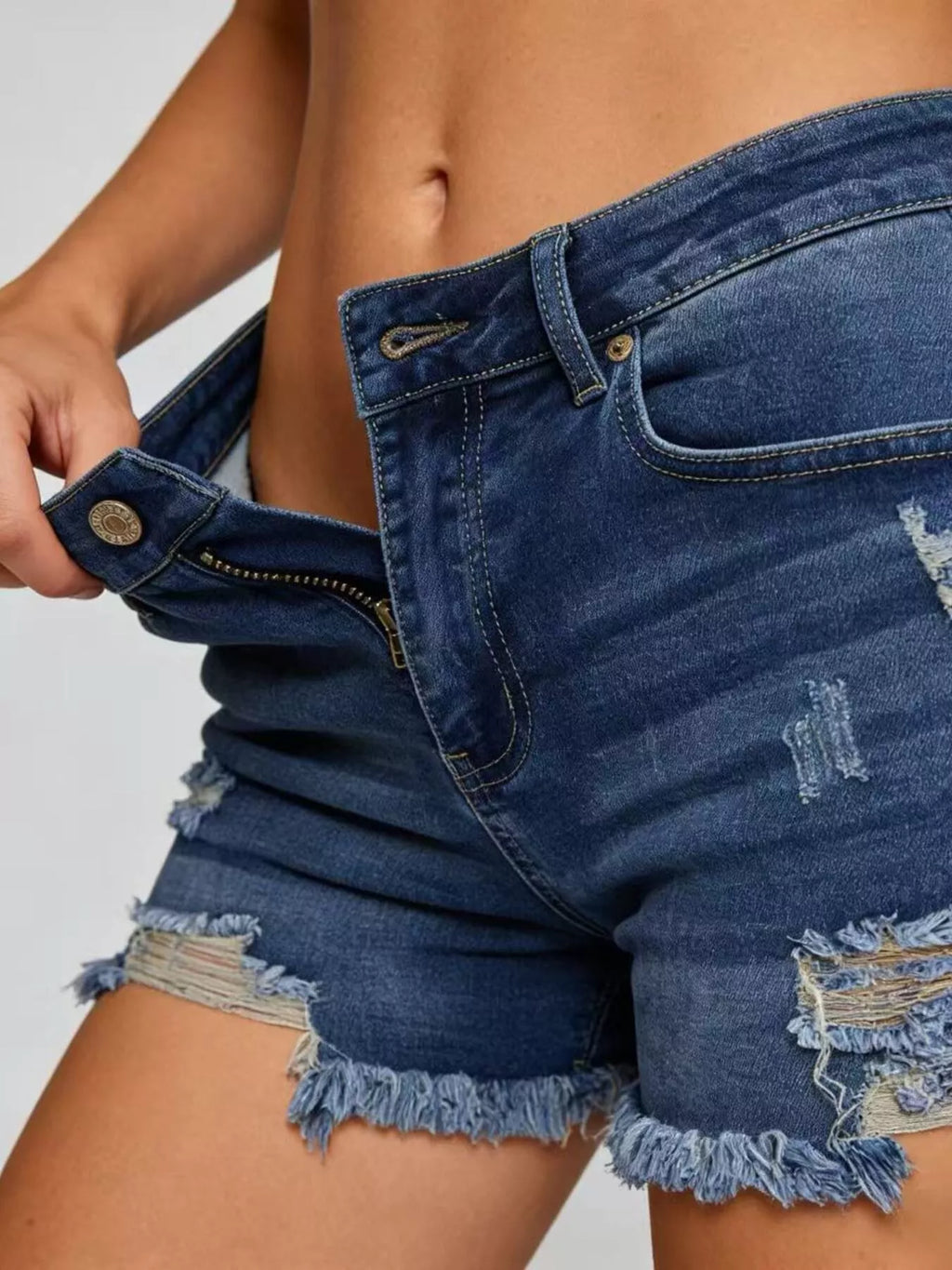Women's Distressed Frayed Hem Denim Shorts Summer Casual Jean Cutoffs
