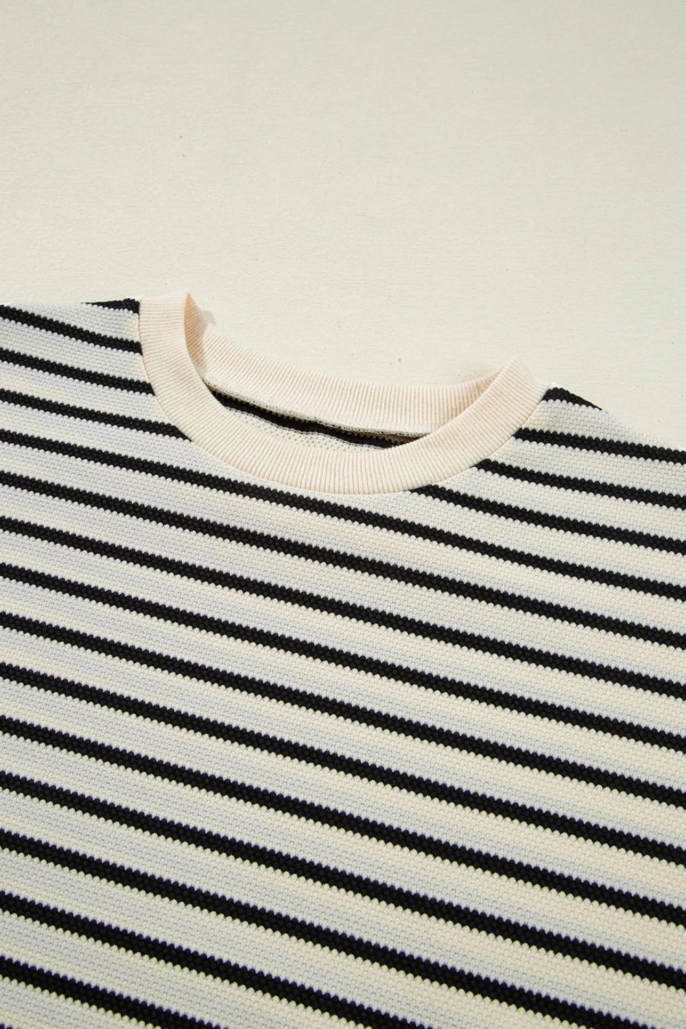 Striped Ruffle Sleeve Round Neck Blouse