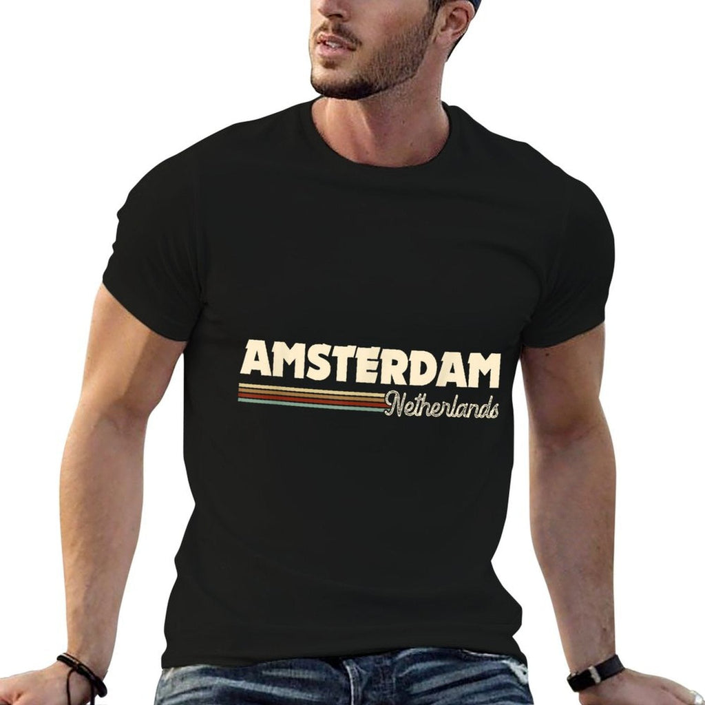 Retro Amsterdam Netherlands Gifts Souvenirs Men Women Kids  Trendy Pattern T-Shirt