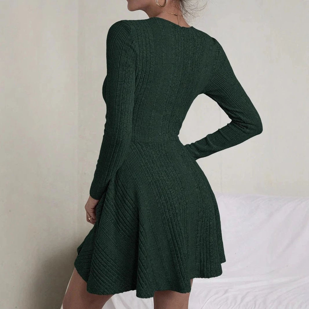 Women's Elegant Rib Knitted Skirt Solid Color